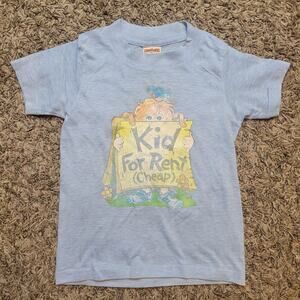 Roach Youth Shirt Size Small US Vintage 70s Blue Single Stitch Kid For Rent